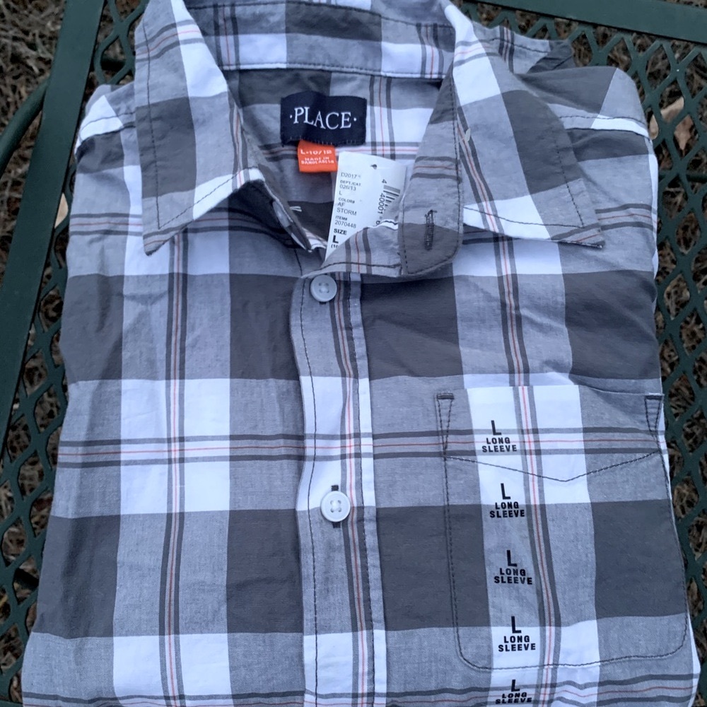 Place plaid long sleeve plaid Oxford shirt L